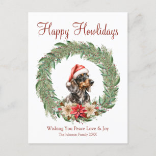 Happy Howlidays Cute Dachshund Dog Holiday Postcard