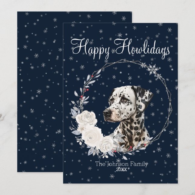 Happy Howlidays Cute Dalmatian Dog Holiday Card (Front/Back)
