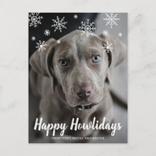 Happy Howlidays Cute Dog Photo Modern Christmas Holiday Postcard