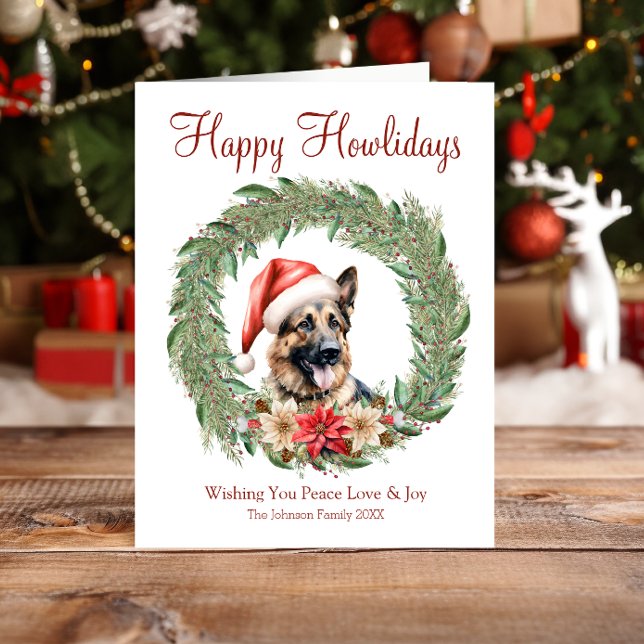 Happy Howlidays Cute German Shepherd Dog Holiday Card (Creator Uploaded)