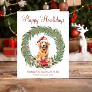 Happy Howlidays Cute Golden Retriever Dog Holiday Card