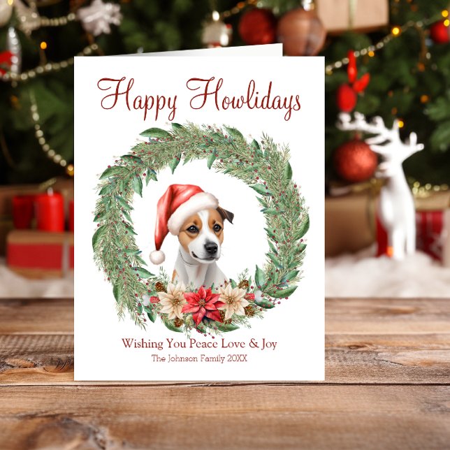 Happy Howlidays Cute Jack Russel Dog Holiday Card (Creator Uploaded)