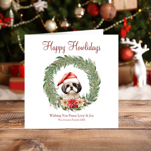Happy Howlidays Cute Lhasa Apso Dog Holiday Card (Creator Uploaded)