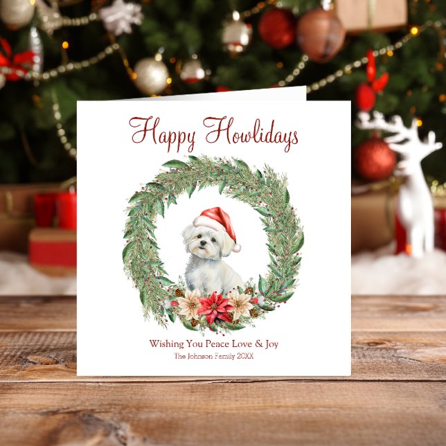 Happy Howlidays Cute Maltese Dog Holiday Card (Creator Uploaded)
