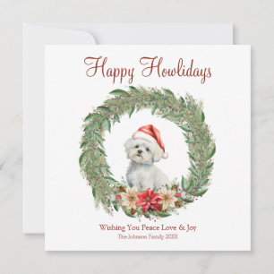 Happy Howlidays Cute Maltese Dog Holiday Card
