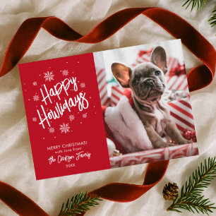 Happy Howlidays Cute Pet Snowflake Photo Invitatio Holiday Card