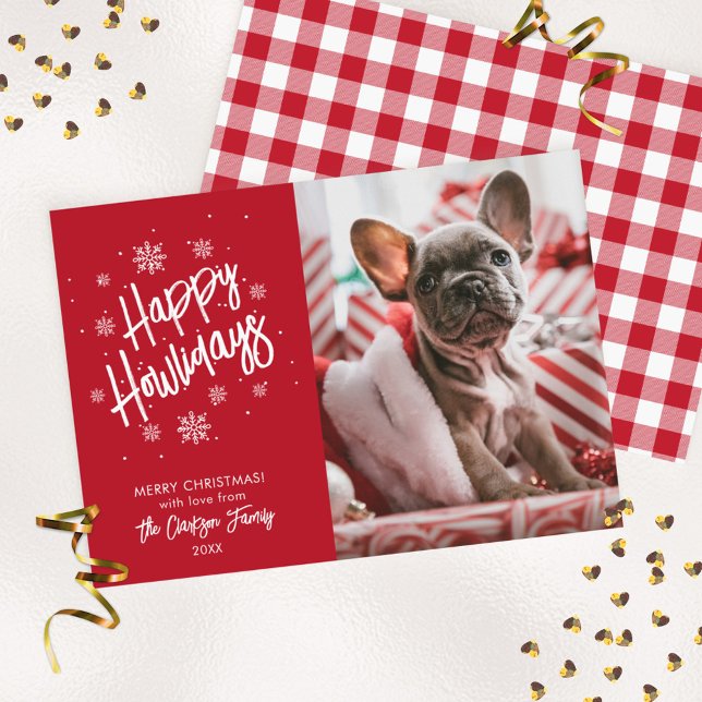 Happy Howlidays Cute Pet Snowflake Photo Invitatio Invitation (Creator Uploaded)