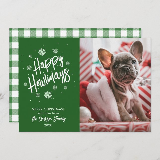 Happy Howlidays Cute Pet Snowflake Photo Invitatio Invitation (Front/Back)