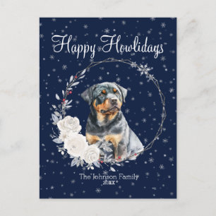 Happy Howlidays Cute Rottweiler Dog Holiday Postcard