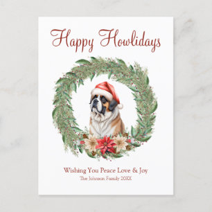 Happy Howlidays Cute Saint Bernard Dog Holiday Postcard