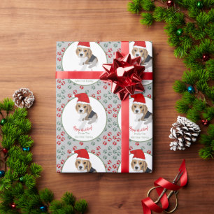 HAPPY HOWLIDAYS CUTE XMAS PUPPY PAWPRINTS WRAPPING PAPER