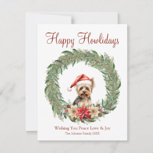 Happy Howlidays Cute Yorkie Dog Holiday Card