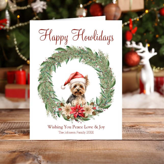 Happy Howlidays Cute Yorkie Dog Holiday Card (Creator Uploaded)