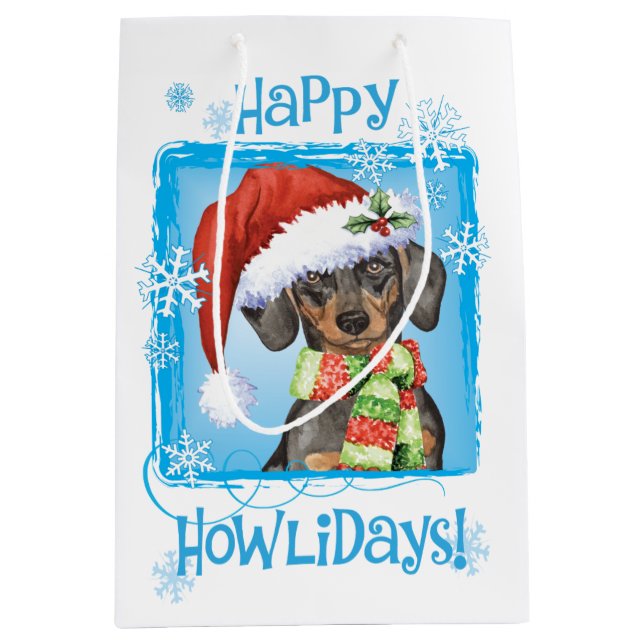 Happy Howlidays Dachshund Medium Gift Bag (Front)