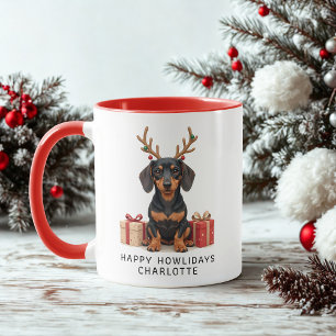 Happy Howlidays Dachshund Personalised Christmas Mug