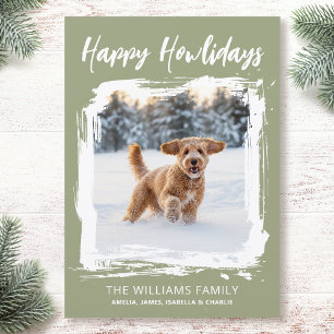 Happy Howlidays Dog Custom Photo Christmas Green Holiday Card