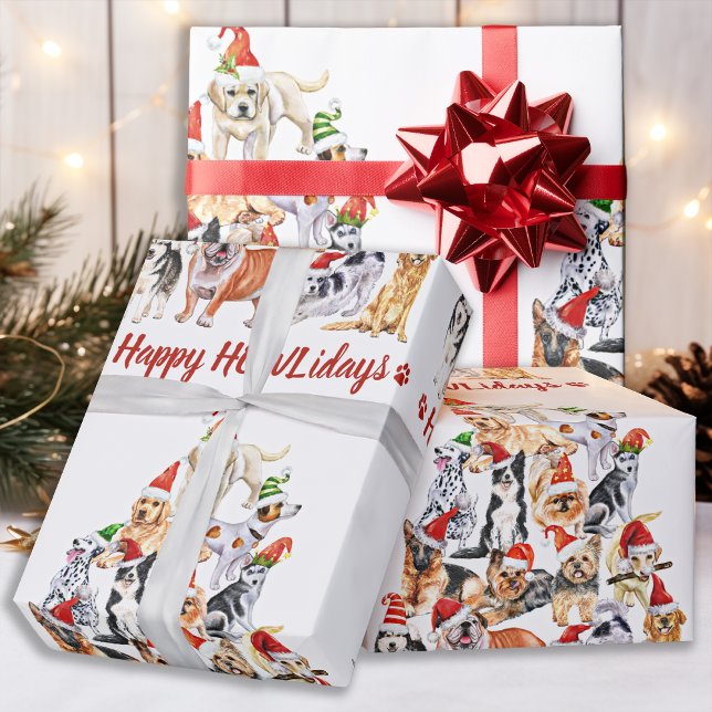 Happy HOWLidays Dog Lover Christmas Tree Dogs Wrapping Paper (Creator Uploaded)