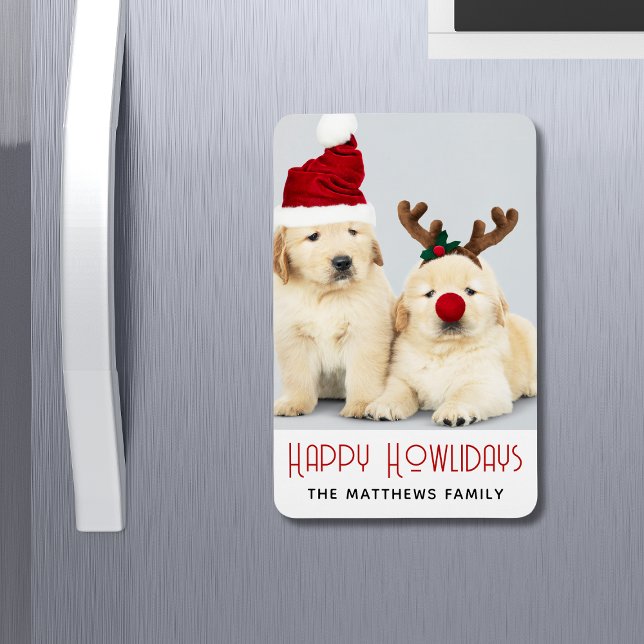 Happy Howlidays Dog Lover Holiday Christmas Photo Magnet (Creator Uploaded)