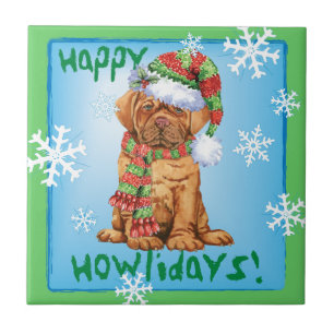 Happy Howlidays Dogue Ceramic Tile