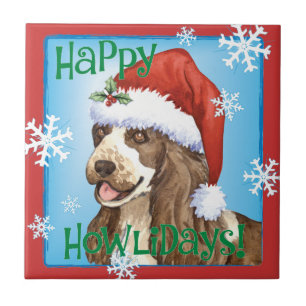 Happy Howlidays English Cocker Spaniel Ceramic Tile