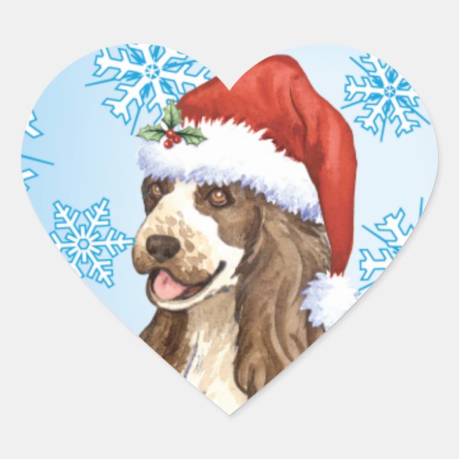 Happy Howlidays English Cocker Spaniel Heart Sticker (Front)