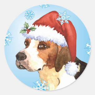 Happy Howlidays English Foxhound Classic Round Sticker