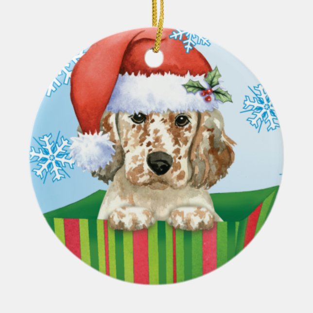 Happy Howlidays English Setter Ceramic Ornament (Front)
