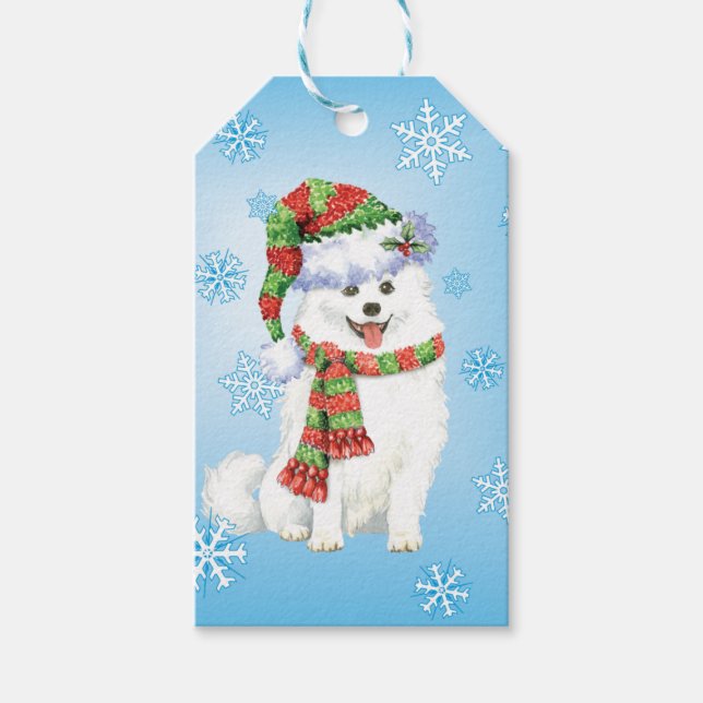 Happy Howlidays Eskimo Dog Gift Tags (Front)