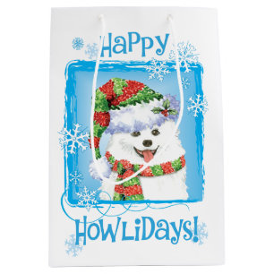 Happy Howlidays Eskimo Dog Medium Gift Bag
