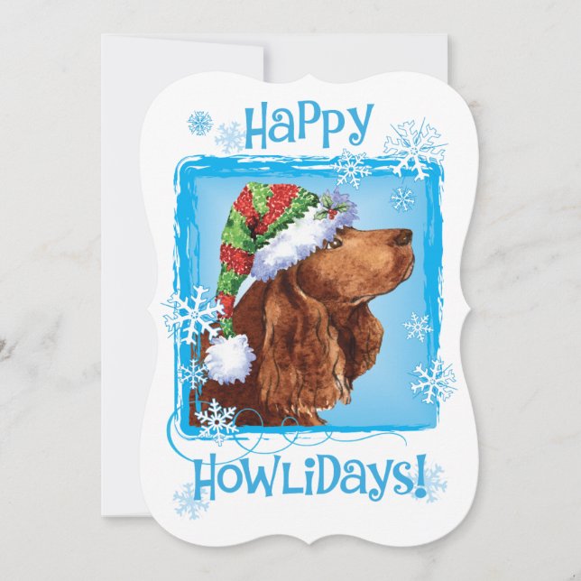 Happy Howlidays Field Spaniel Holiday Card (Front)