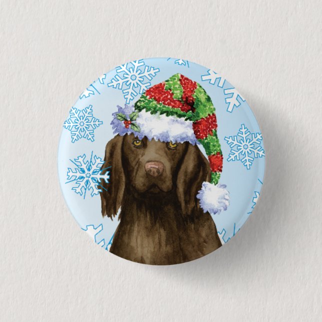 Happy Howlidays Flat-coated Retriever Button (Front)