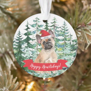 Happy Howlidays French Bulldog Dog Christmas Ornament