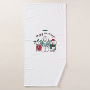 Happy Howlidays Funny Dog Christmas Gift Bath Towel