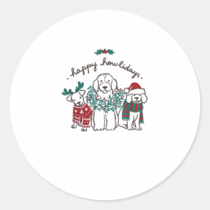 Happy Howlidays Funny Dog Christmas Gift Classic Round Sticker