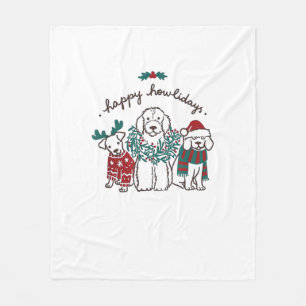 Happy Howlidays Funny Dog Christmas Gift Fleece Blanket