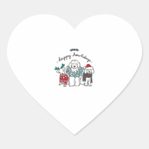 Happy Howlidays Funny Dog Christmas Gift Heart Sticker