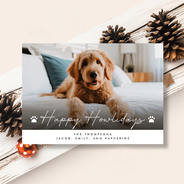 Happy Howlidays Funny Pet Dog Photo Christmas Holiday Card (Creator Uploaded)