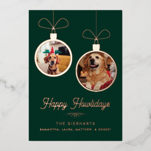 Happy Howlidays Funny Pet Dogs Photos Christmas Foil Holiday Card