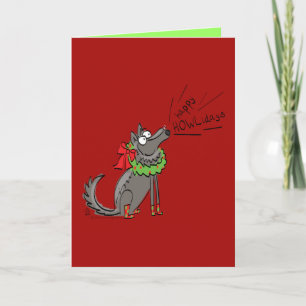 Happy Howlidays Funny Wolf Christmas Greeting Card