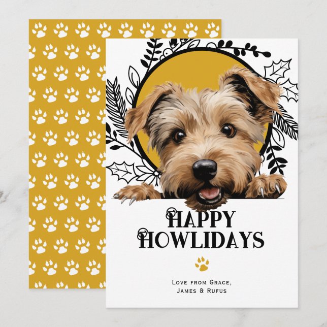 Happy Howlidays Glen of Imaal Terrier Christmas Holiday Card (Front/Back)