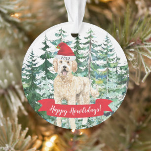 Happy Howlidays Golden Doodle Dog Christmas Ornament