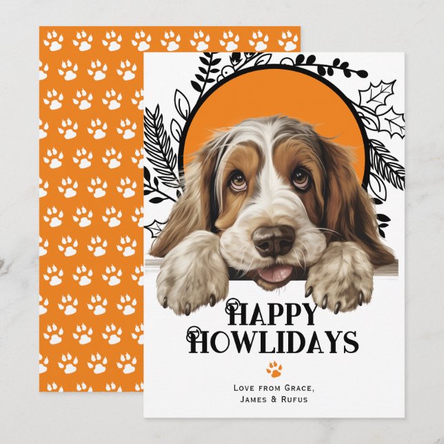 Happy Howlidays Grand Basset Griffon Vendeen Holiday Card (Front/Back)