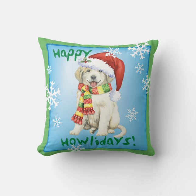 Happy Howlidays Great Pyrenees Cushion (Front)