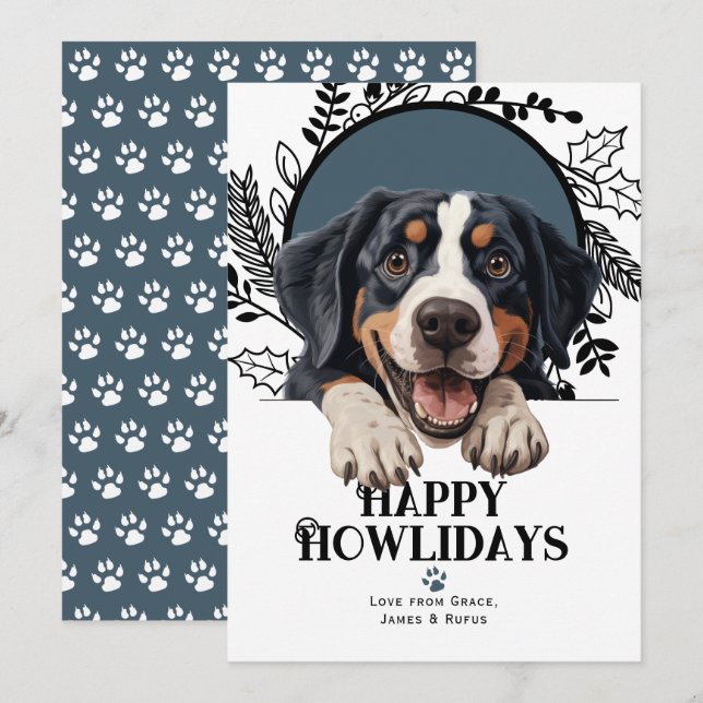 Happy Howlidays Greater Swiss Mountain Dog Holiday Card (Front/Back)