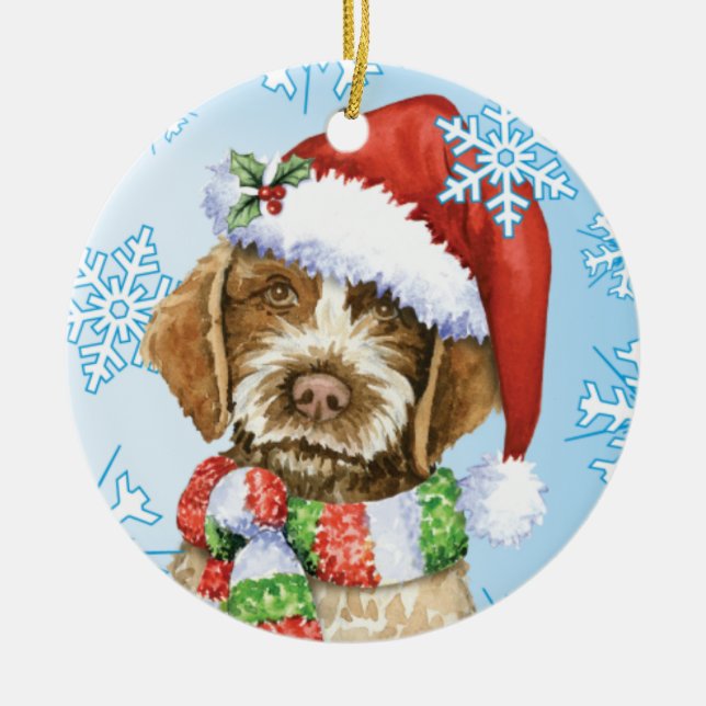 Happy Howlidays Griffon Ceramic Tree Decoration (Front)