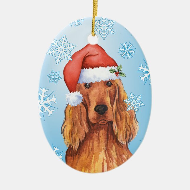 Happy Howlidays Irish Setter Ceramic Tree Decoration (Front)