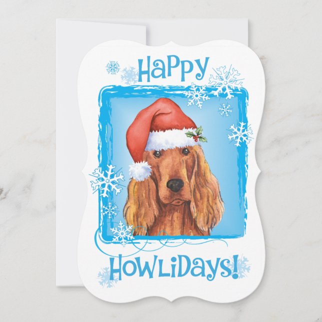 Happy Howlidays Irish Setter Holiday Card (Front)