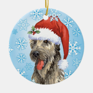 Happy Howlidays Irish Wolfhound Ceramic Tree Decoration