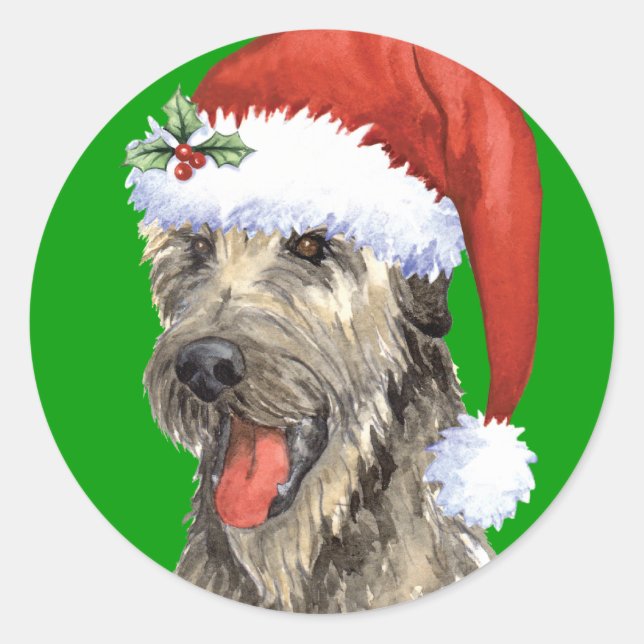 Happy Howlidays Irish Wolfhound Classic Round Sticker (Front)