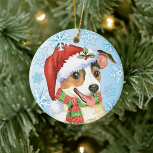Happy Howlidays Jack Russell Terrier Ceramic Ornament